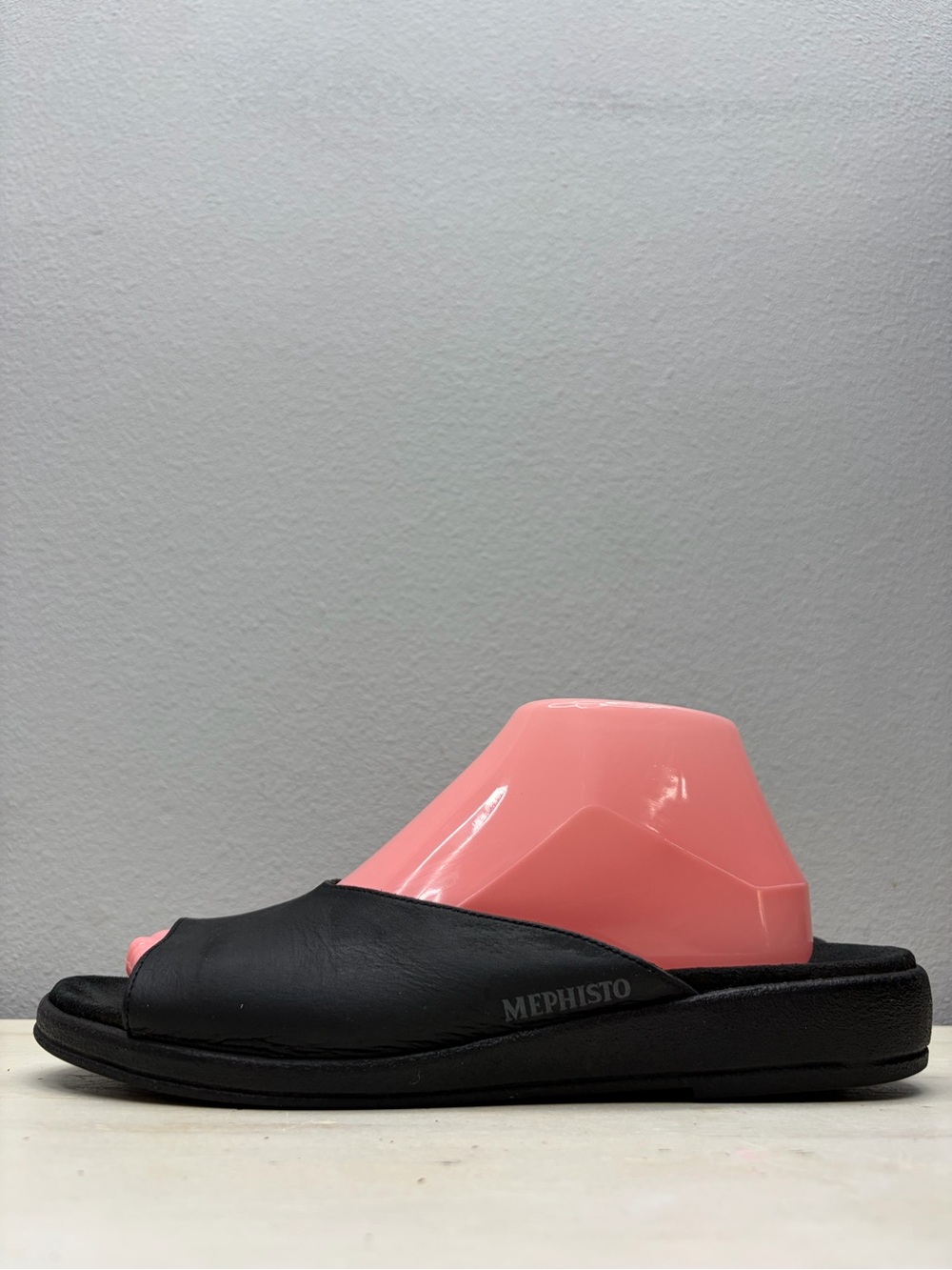 Mephisto Black Leather Slide Sandals Size 41